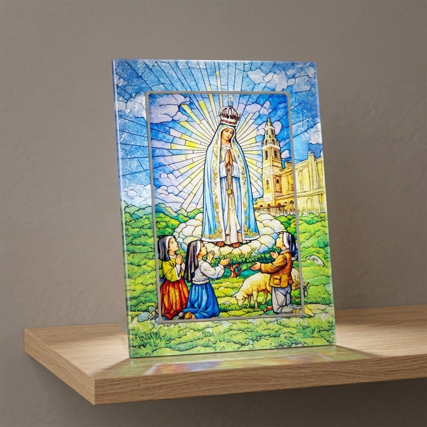 Quadro Madonna di Fatima in Vetro da Tavolo - 13x18 cm