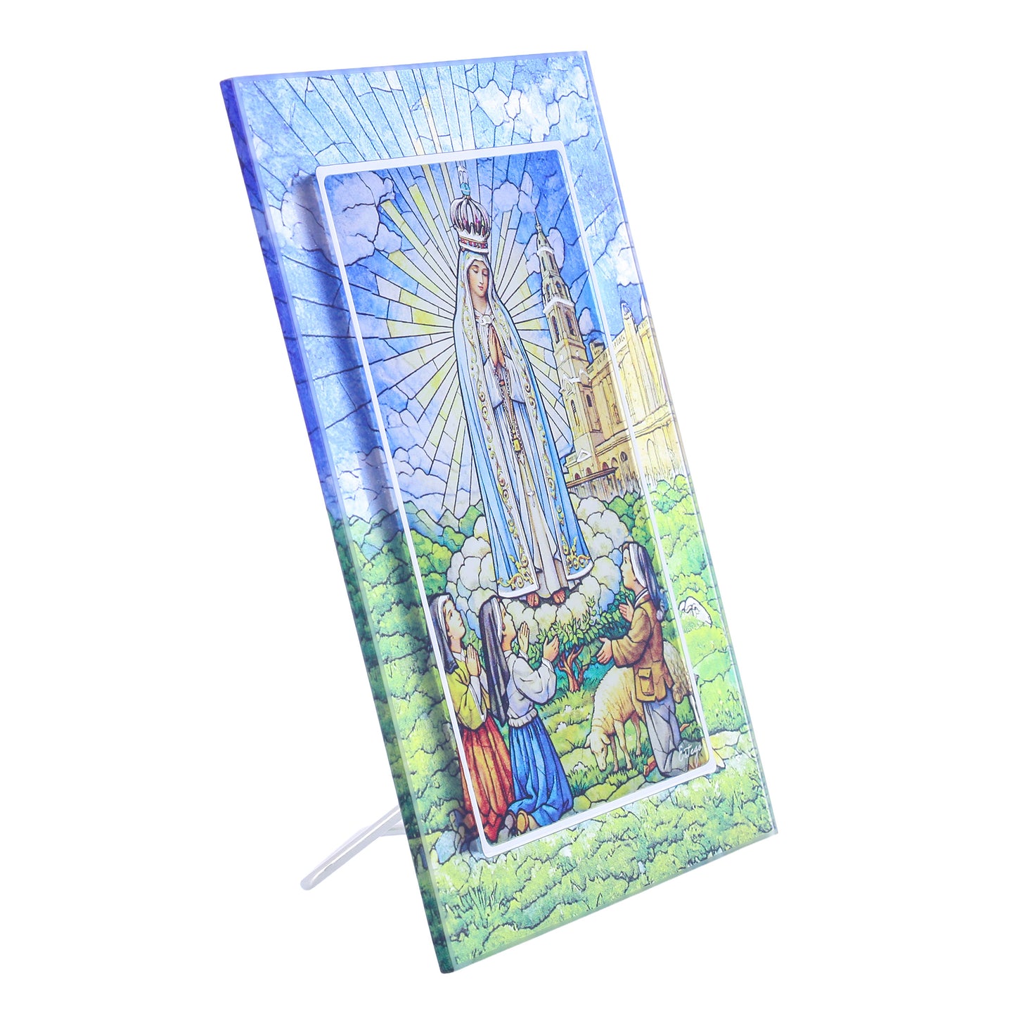 Quadro Madonna di Fatima in Vetro da Tavolo - 13x18 cm