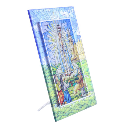 Quadro Madonna di Fatima in Vetro da Tavolo - 13x18 cm