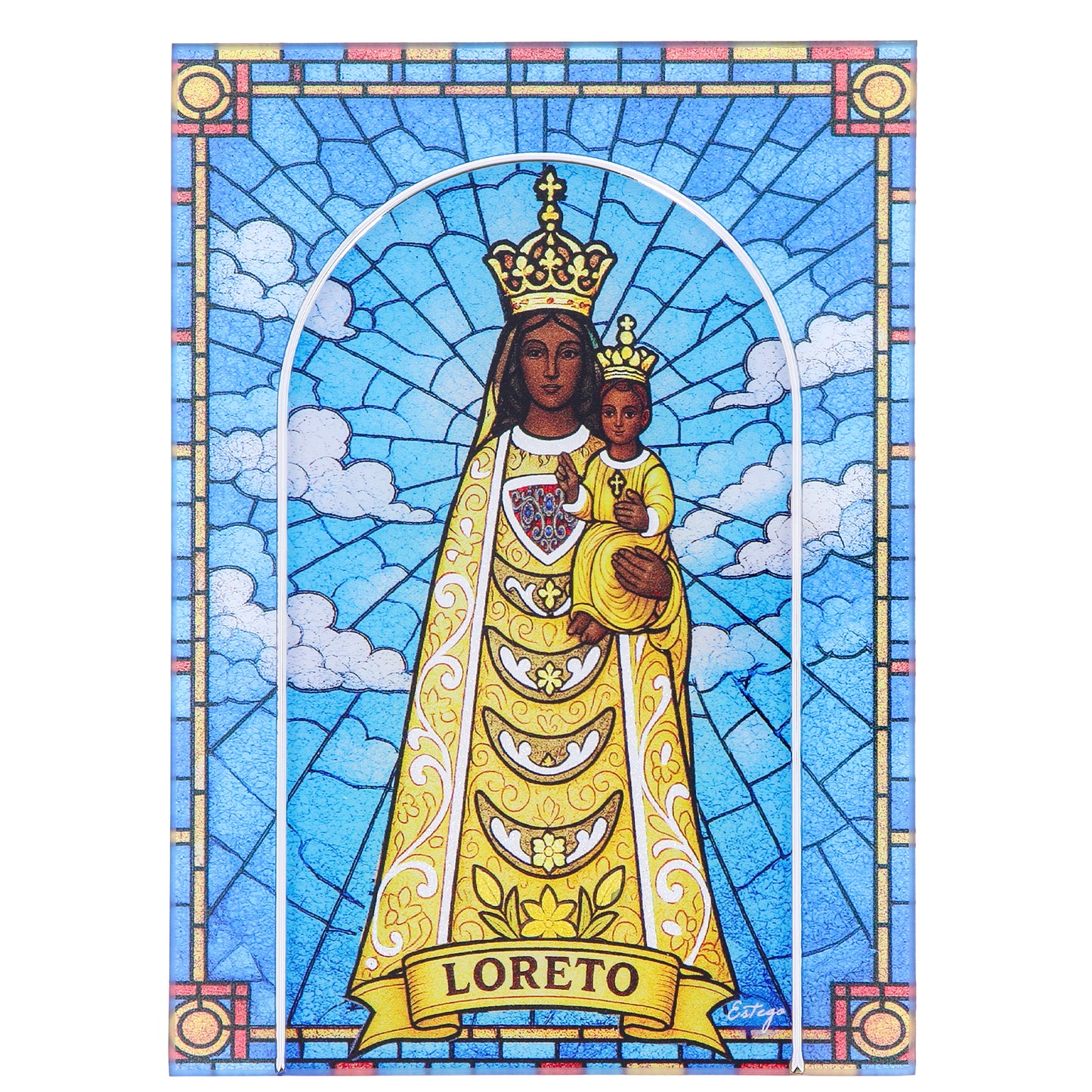 Quadro Madonna di Loreto in Vetro da Tavolo e Parete - 13x18 cm