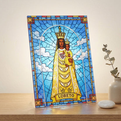 Quadro Madonna di Loreto in Vetro da Tavolo e Parete - 13x18 cm