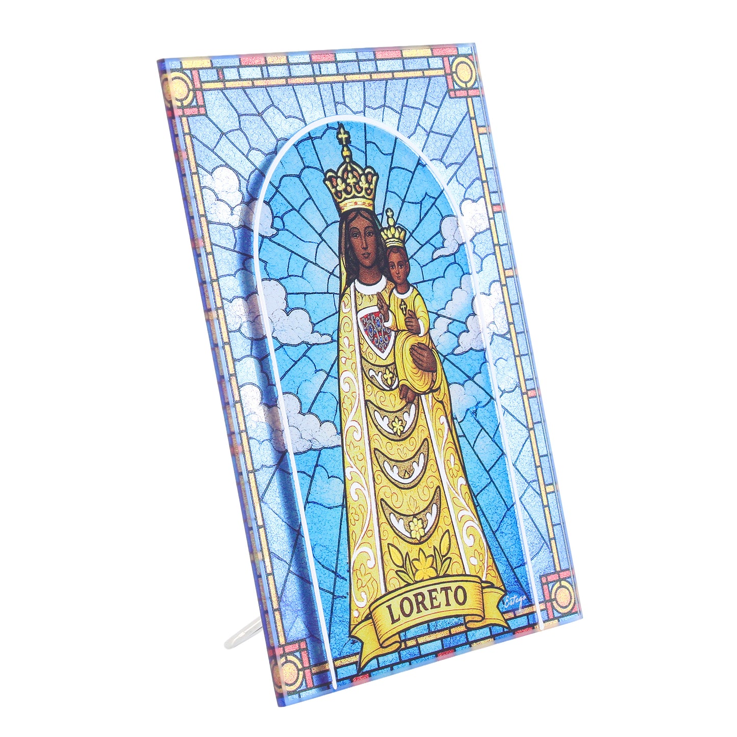 Quadro Madonna di Loreto in Vetro da Tavolo e Parete - 13x18 cm