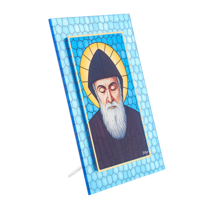 Quadro San Charbel in Vetro da Tavolo e Parete - 13x18 cm