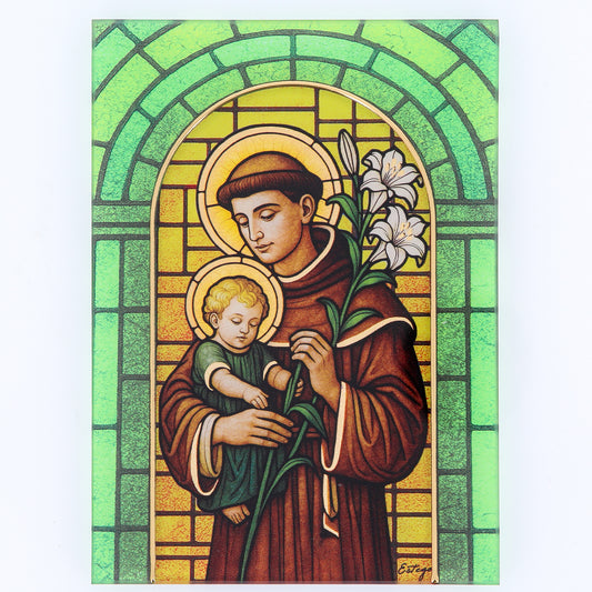 Quadro Sant' Antonio in Vetro da Tavolo e Parete - 13x18 cm