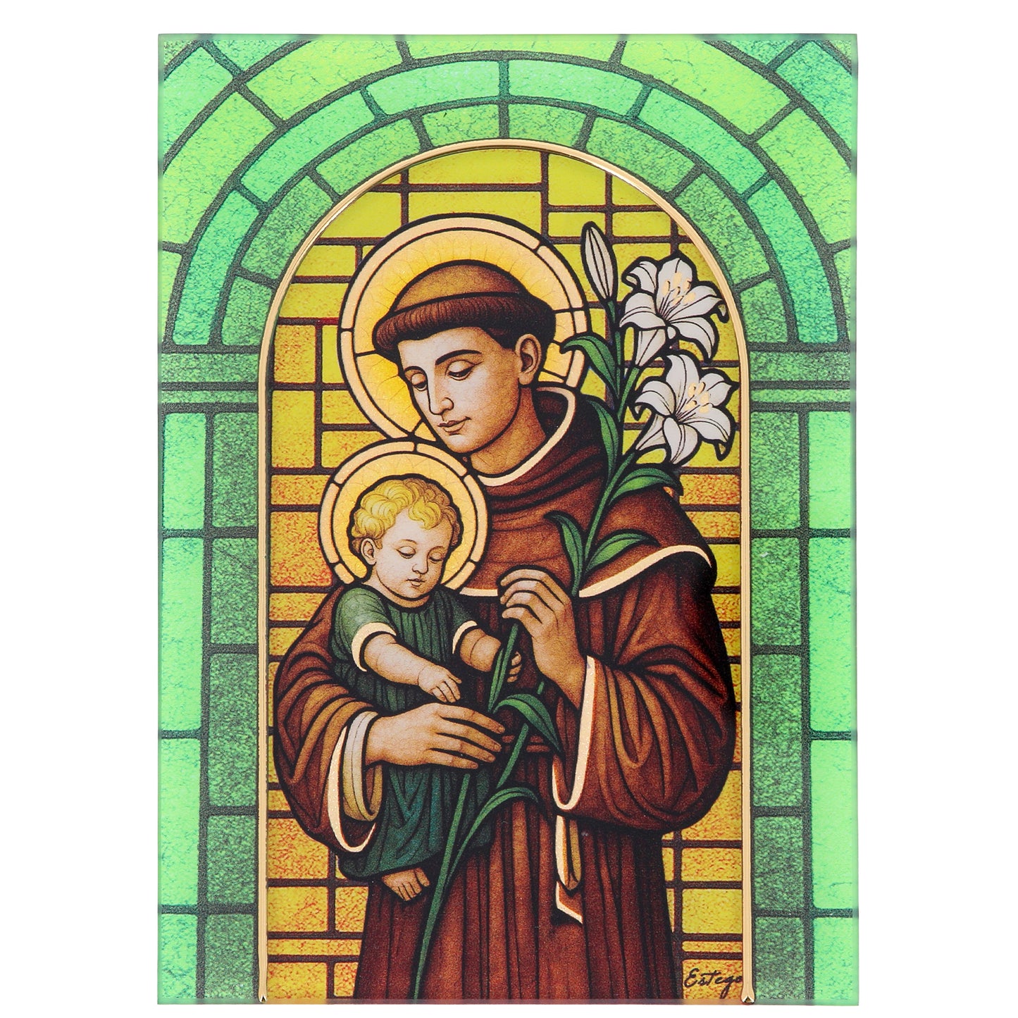 Quadro Sant' Antonio in Vetro da Tavolo e Parete - 13x18 cm