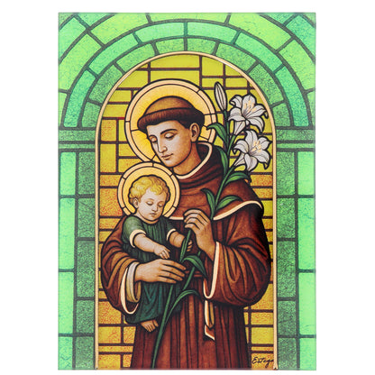 Quadro Sant' Antonio in Vetro da Tavolo e Parete - 13x18 cm