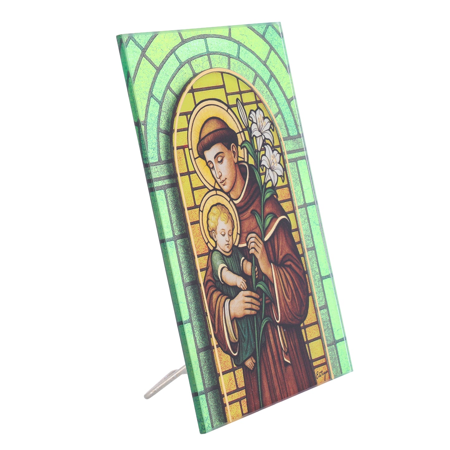 Quadro Sant' Antonio in Vetro da Tavolo e Parete - 13x18 cm