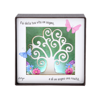 Quadro 3d in scatola, da appoggio, soggetto Albero della Vita. Dimensioni 11,5x11,5 cm