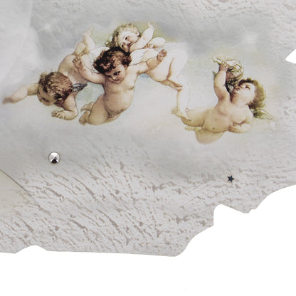 Quadro sagomato Madonna con Bambino e Angeli con decorazioni in rilievo. Dimensioni 100x50 cm