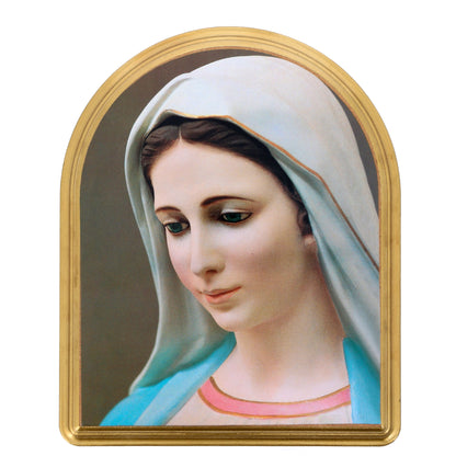 Quadro in legno con raffigurazione Immacolata. Dimensioni 22x27 cm