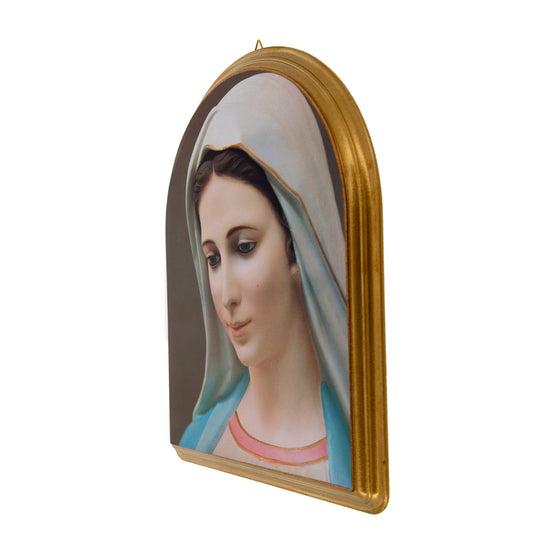 Quadro in legno con raffigurazione Immacolata. Dimensioni 22x27 cm