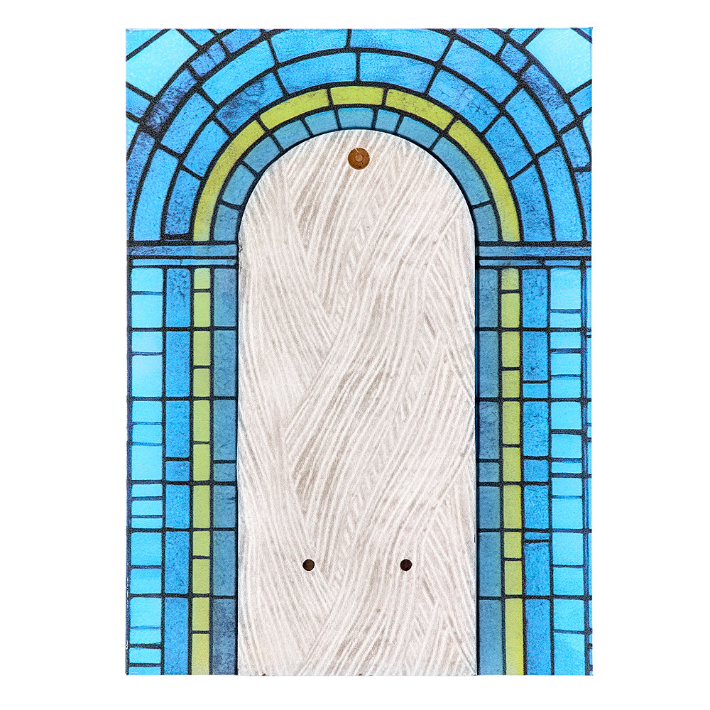 Quadro San Giuseppe con Bambino in vetro – Immagine sacra da tavolo o da appendere con basetta – 13 × 18 cm