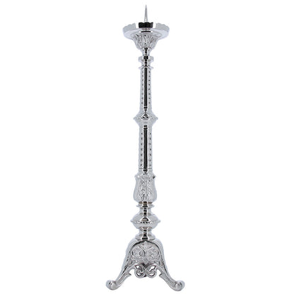 Candeliere liturgico in ottone nichelato – Altezza 62 cm