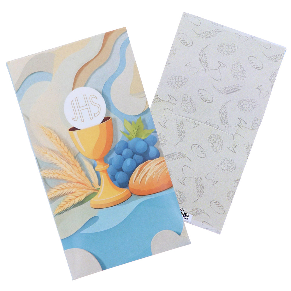 Portachiavi Ricordo Prima Comunione con Calice IHS e Confezione in Cartoncino – 4 cm