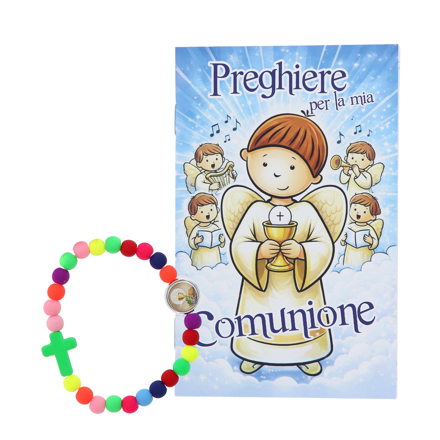Confezione Libricino Comunione con bracciale multicolor - Ricordo Prima Comunione