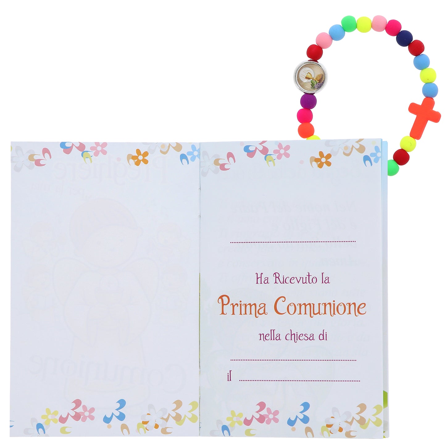 Confezione Libricino Comunione con bracciale multicolor - Ricordo Prima Comunione