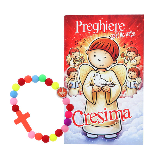 Confezione Libricino Cresima con bracciale multicolor - Ricordo Cresima