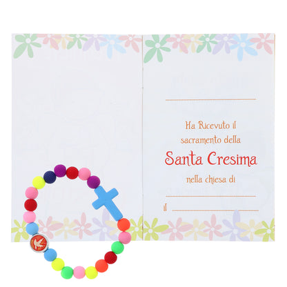 Confezione Libricino Cresima con bracciale multicolor - Ricordo Cresima