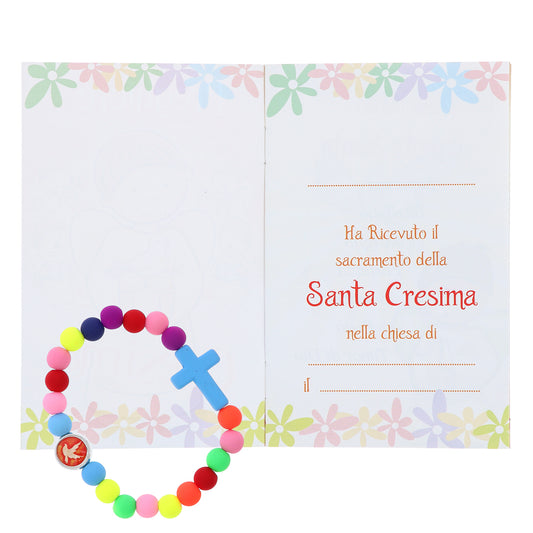 Confezione Libricino Cresima con bracciale multicolor - Ricordo Cresima
