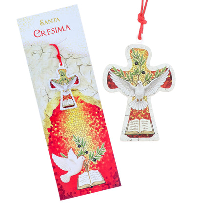 Ciondolo Santa Cresima con Colomba e Cartoncino – 10×12 cm