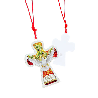 Ciondolo Santa Cresima con Colomba e Cartoncino – 10×12 cm