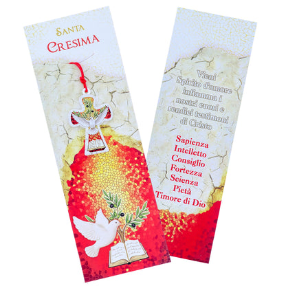 Ciondolo Santa Cresima con Colomba e Cartoncino – 10×12 cm
