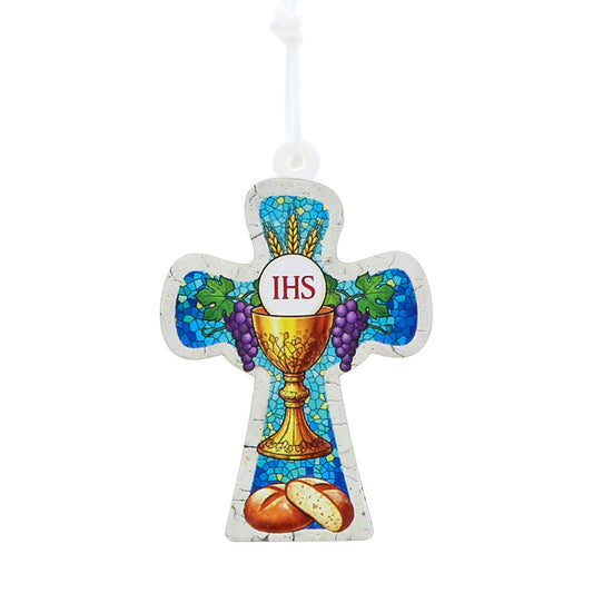Ciondolo Prima Comunione con Calice IHS e Cartoncino – 10×12 cm
