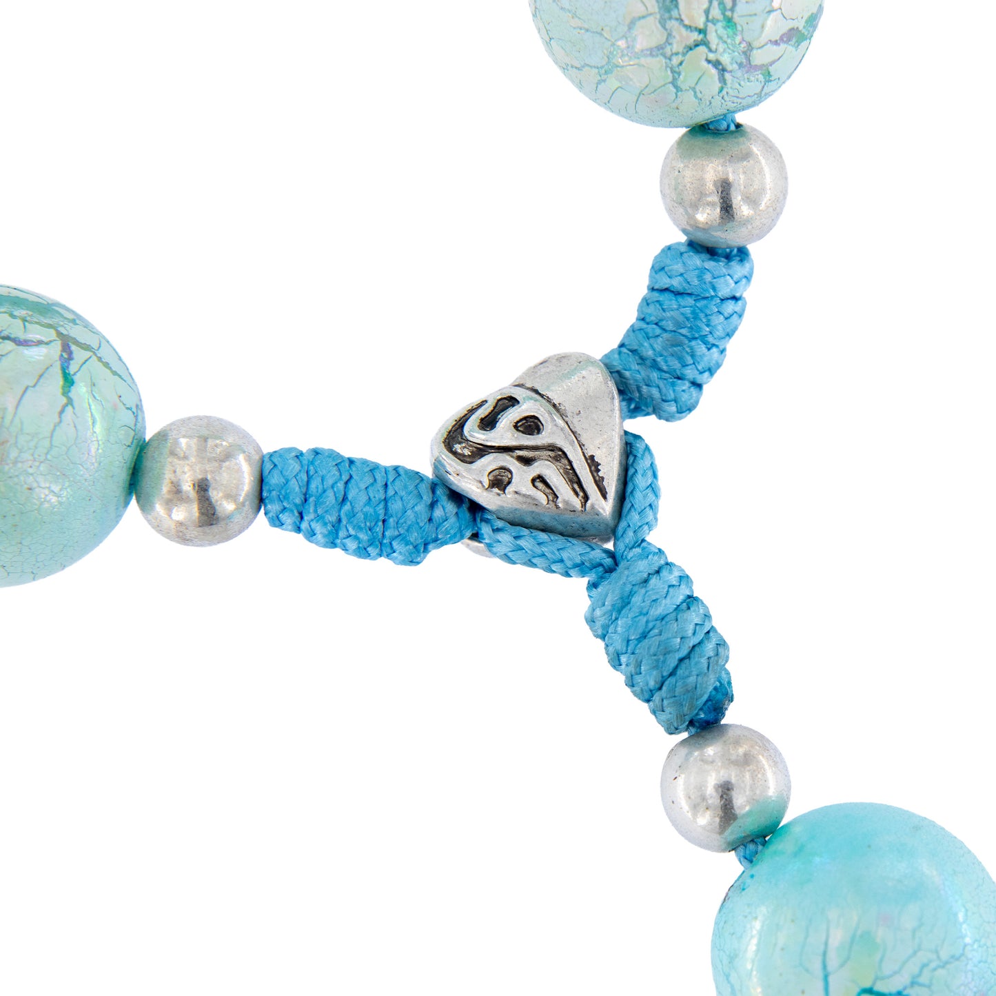 Decina da muro azzurra con angelo pendente in acciaio 5,5x22 cm