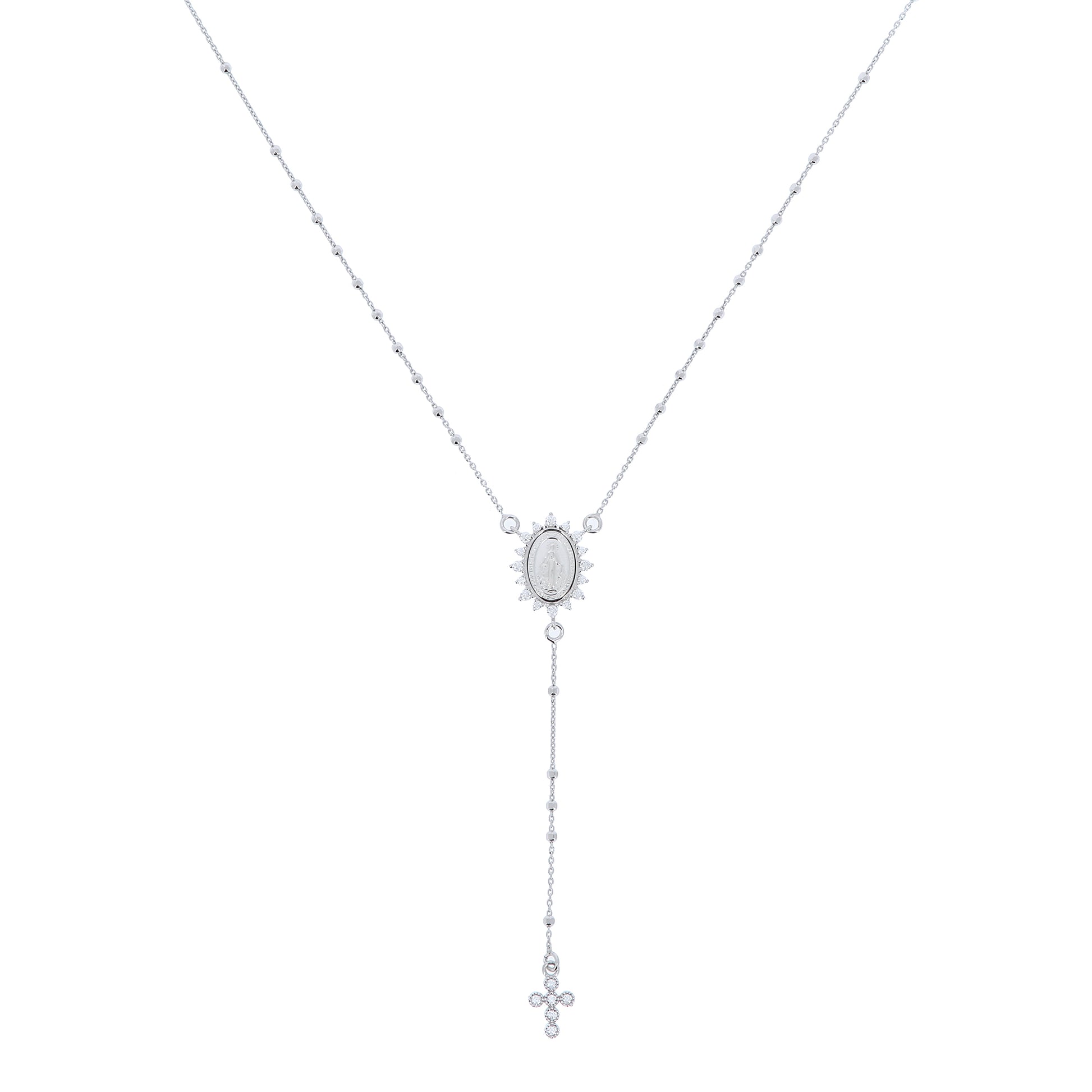 Collana Rosario Madonnas, Miracolosa con zirconi, argento 925