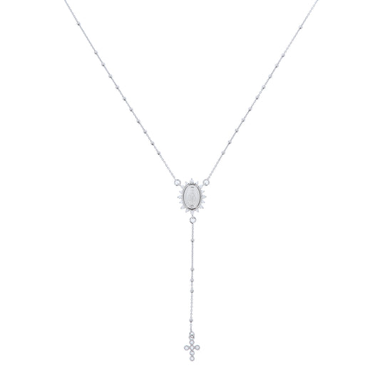 Collana Rosario Madonnas, Miracolosa con zirconi, argento 925