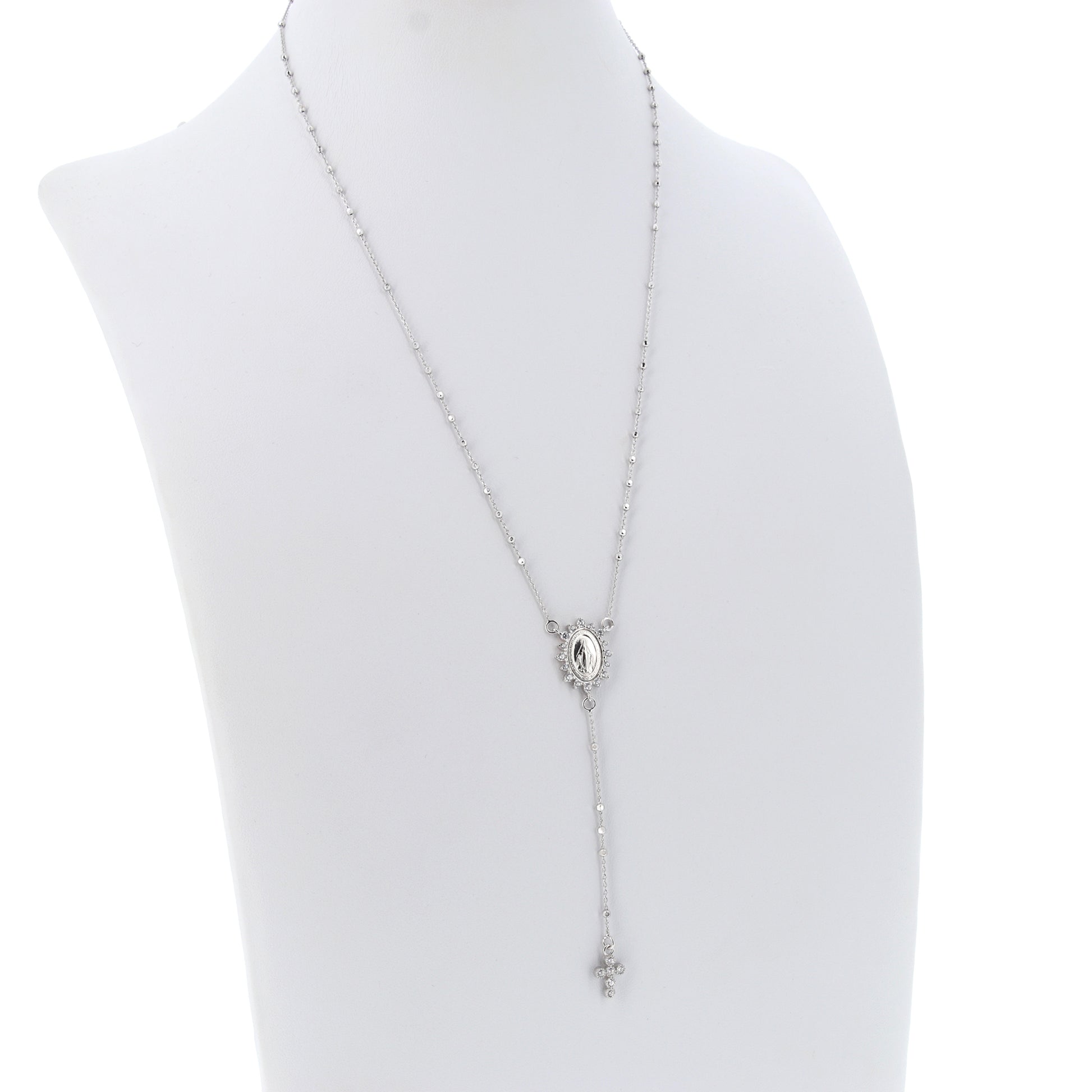 Collana Rosario Madonnas, Miracolosa con zirconi, argento 925