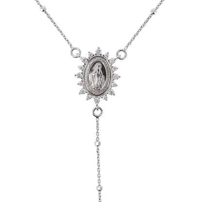 Collana Rosario Madonnas, Miracolosa con zirconi, argento 925