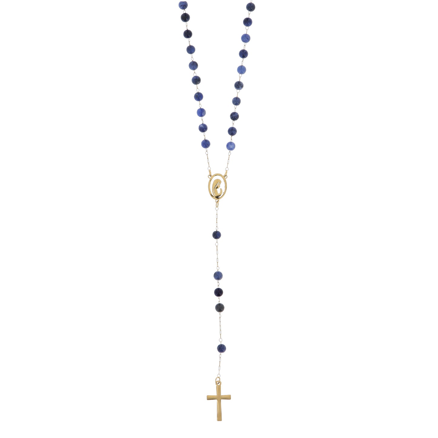 Rosario acciaio inox sodalite dorato