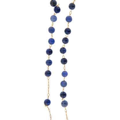 Rosario acciaio inox sodalite dorato