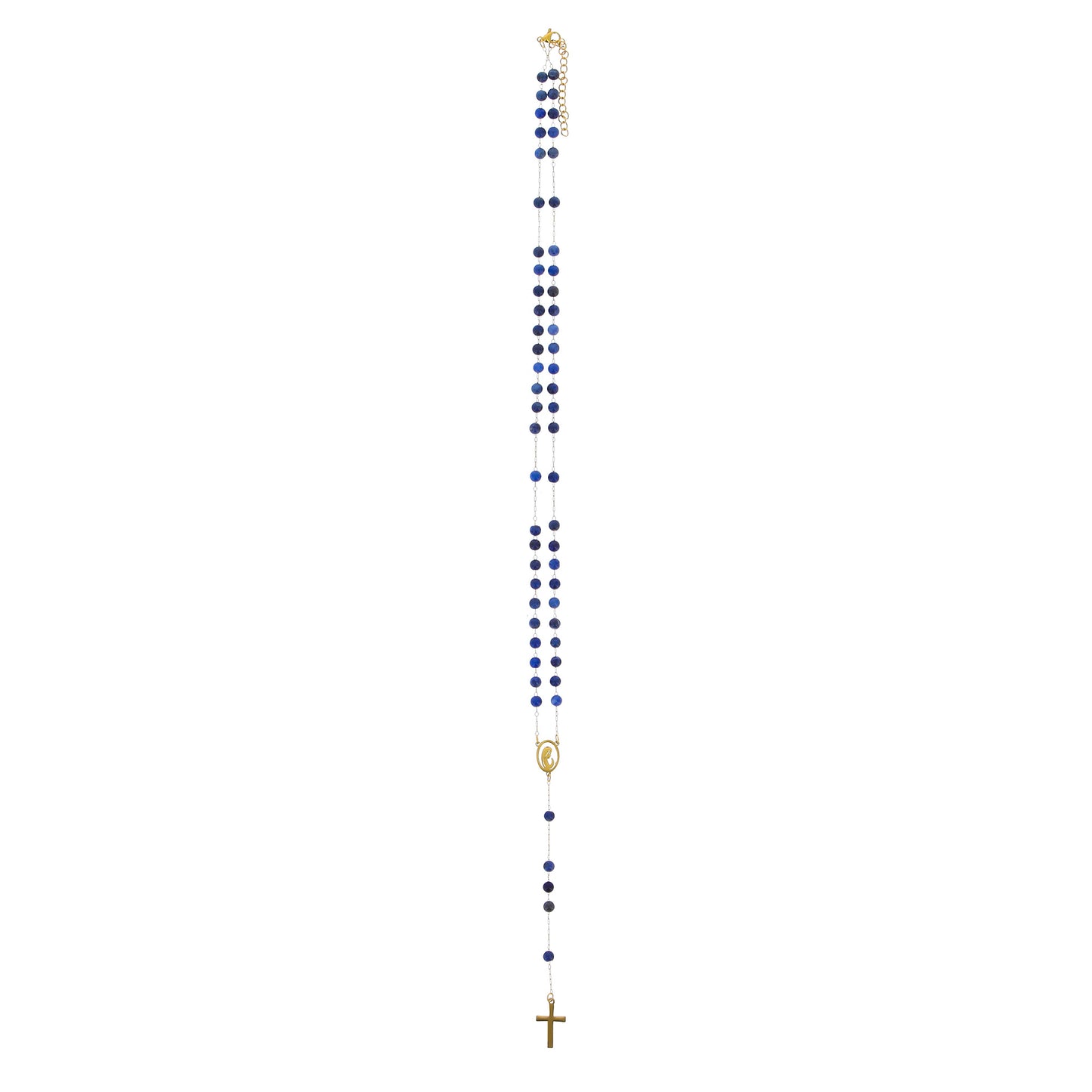 Rosario acciaio inox sodalite dorato