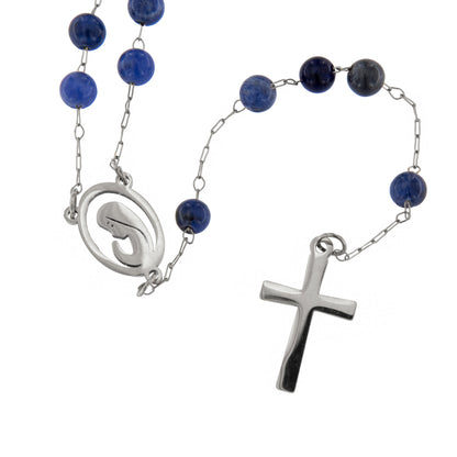 Rosario in acciaio inox sodalite argentato