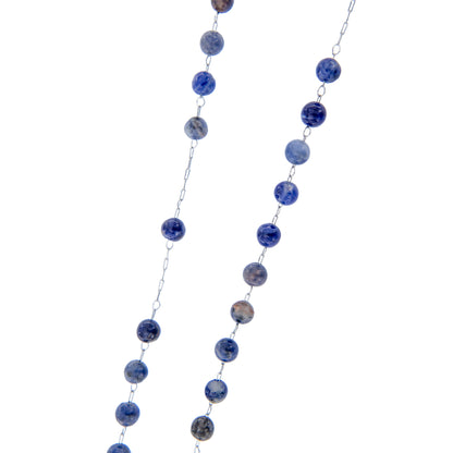 Rosario in acciaio inox sodalite argentato