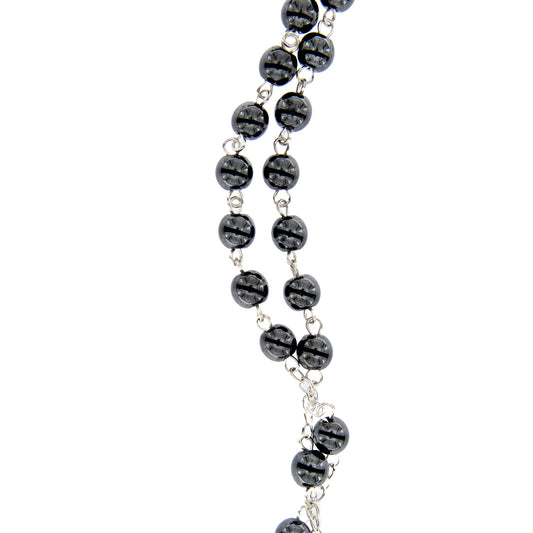 Corona grani in pietra dura Ematite 6 mm