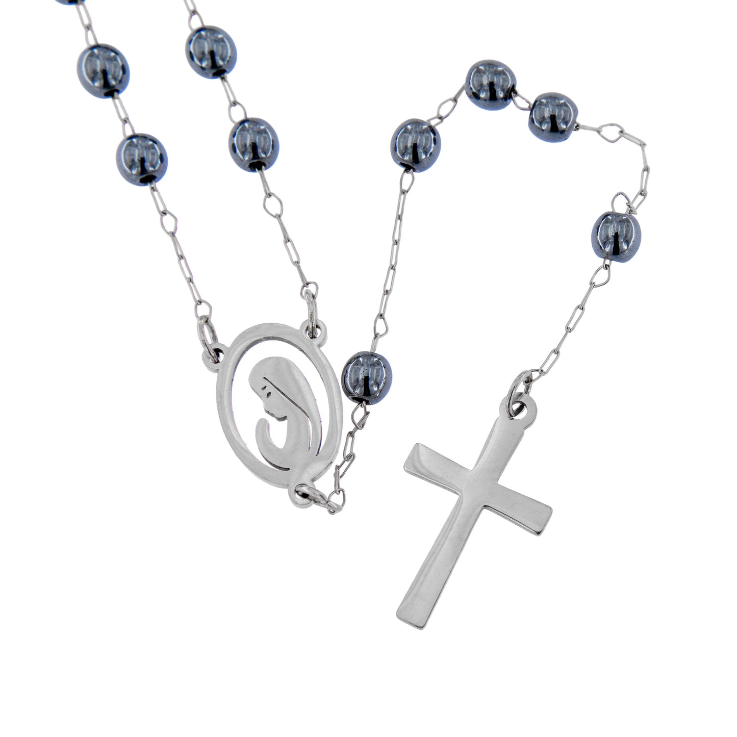 Rosario indossabile in acciaio inox e grani ematite