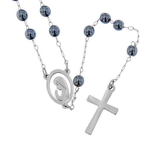 Rosario indossabile in acciaio inox e grani ematite