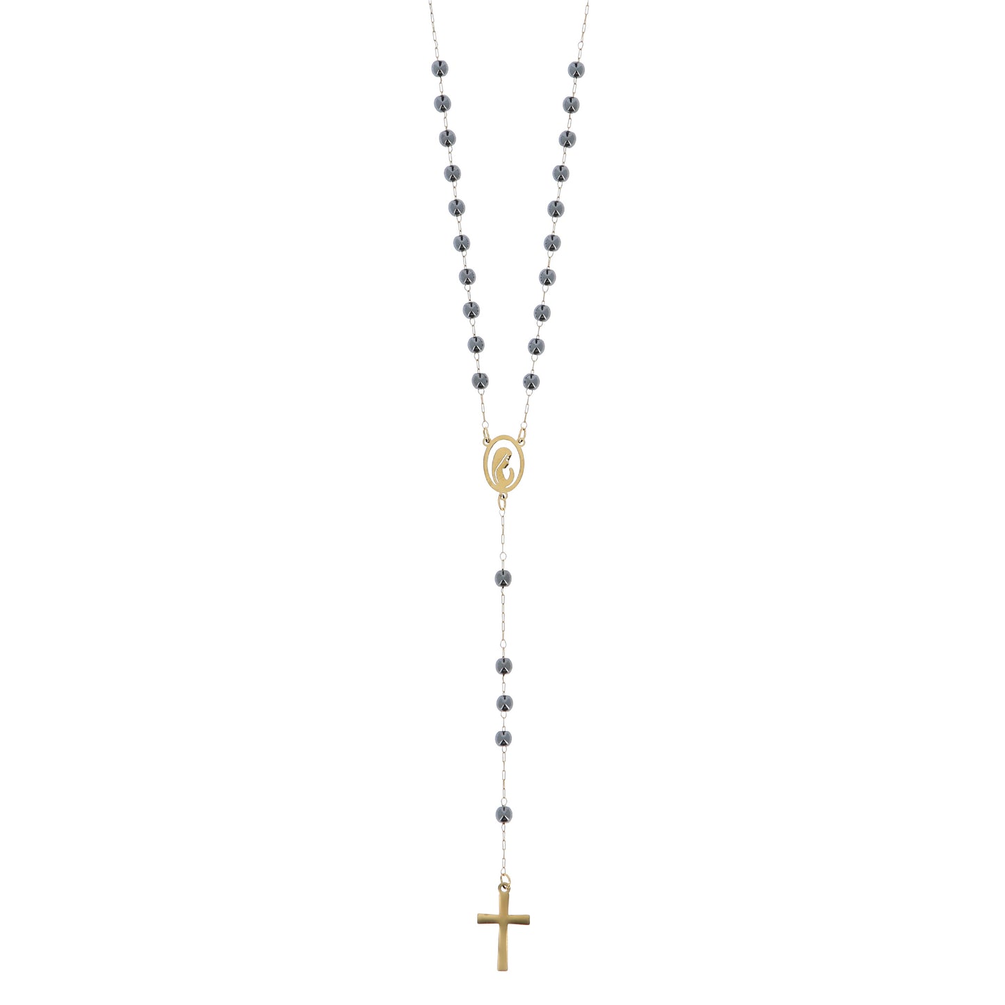 Rosario in acciaio inox ematite color oro