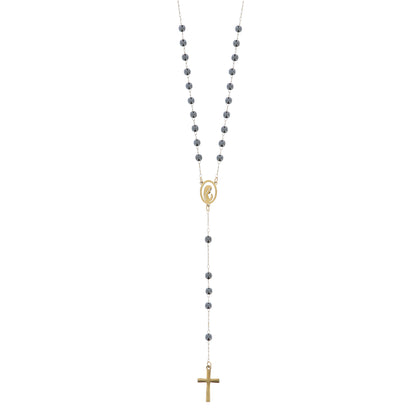 Rosario in acciaio inox ematite color oro