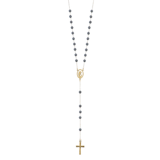 Rosario in acciaio inox ematite color oro