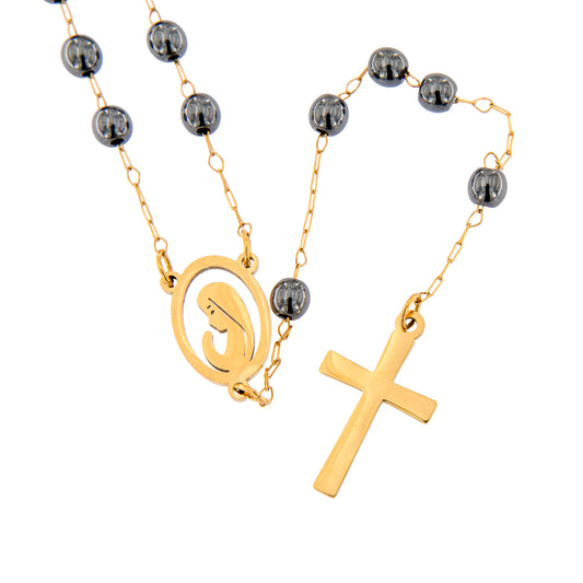 Rosario in acciaio inox ematite color oro