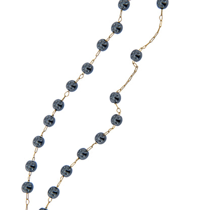 Rosario in acciaio inox ematite color oro