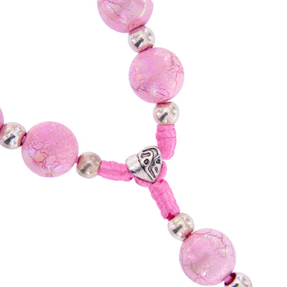 Decina da muro rosa con angelo pendente in acciaio 5,5x22 cm