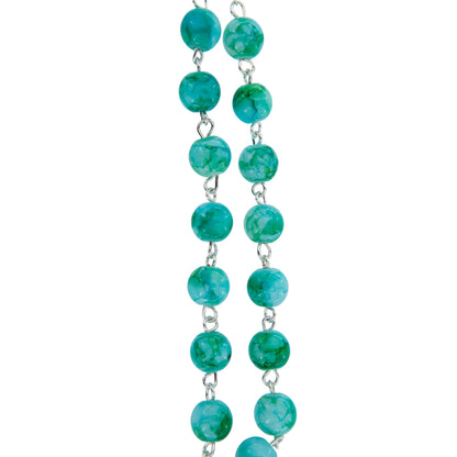 Rosario con grani 10 mm effetto acquarello verde smeraldo