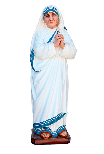 Statua santa Teresa di Calcutta, in resina colorata. Altezza 80 cm