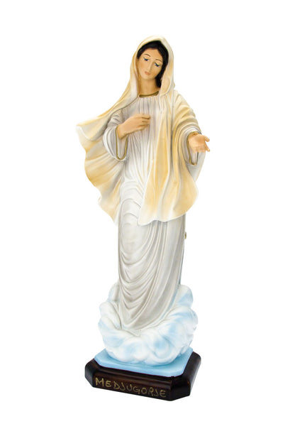 Statua Madonna Regina della pace, in resina vuota dipinta. Altezza 60 cm