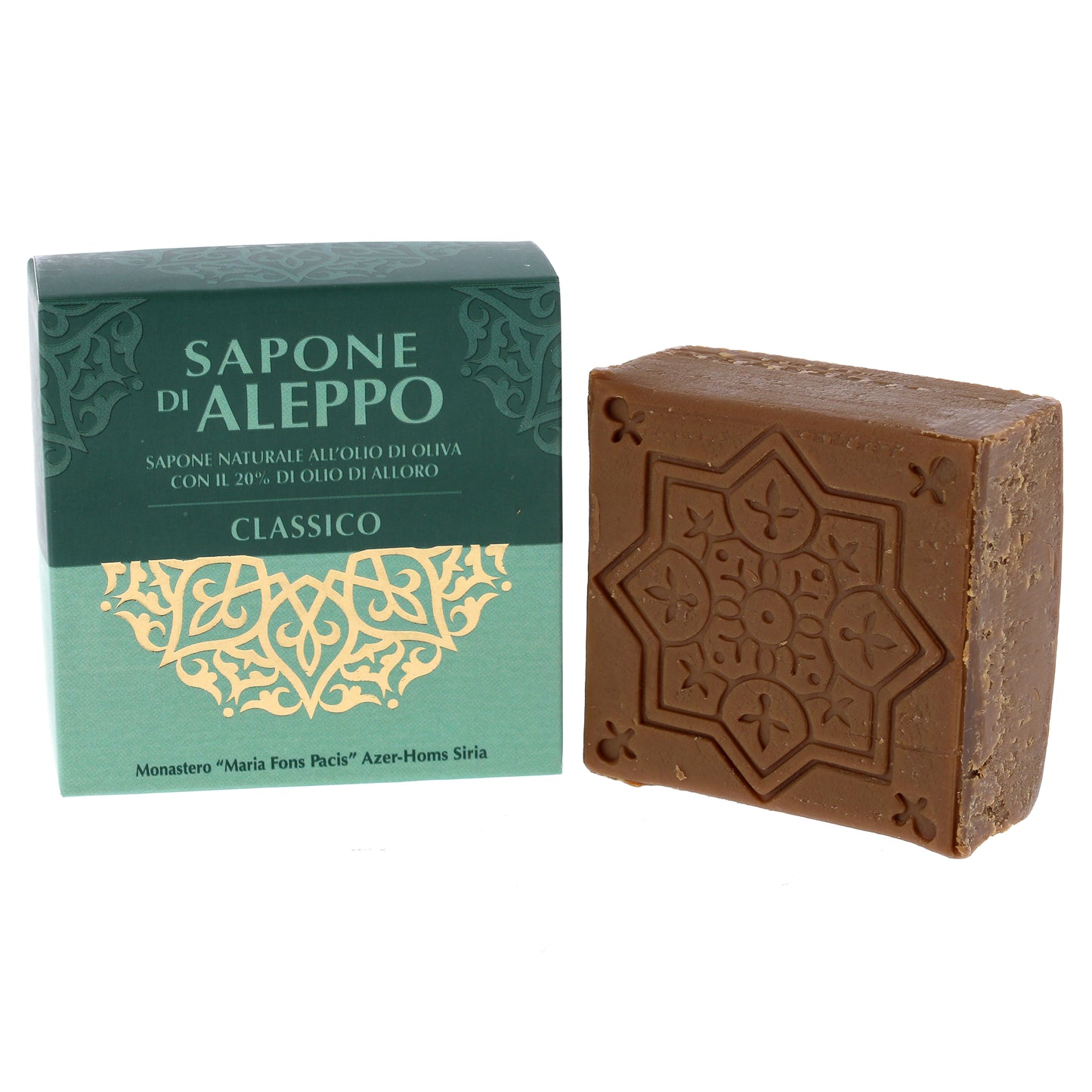 Sapone di Aleppo dal monastero trappista Fons Pacis, Siria. Confezione da 120 gr